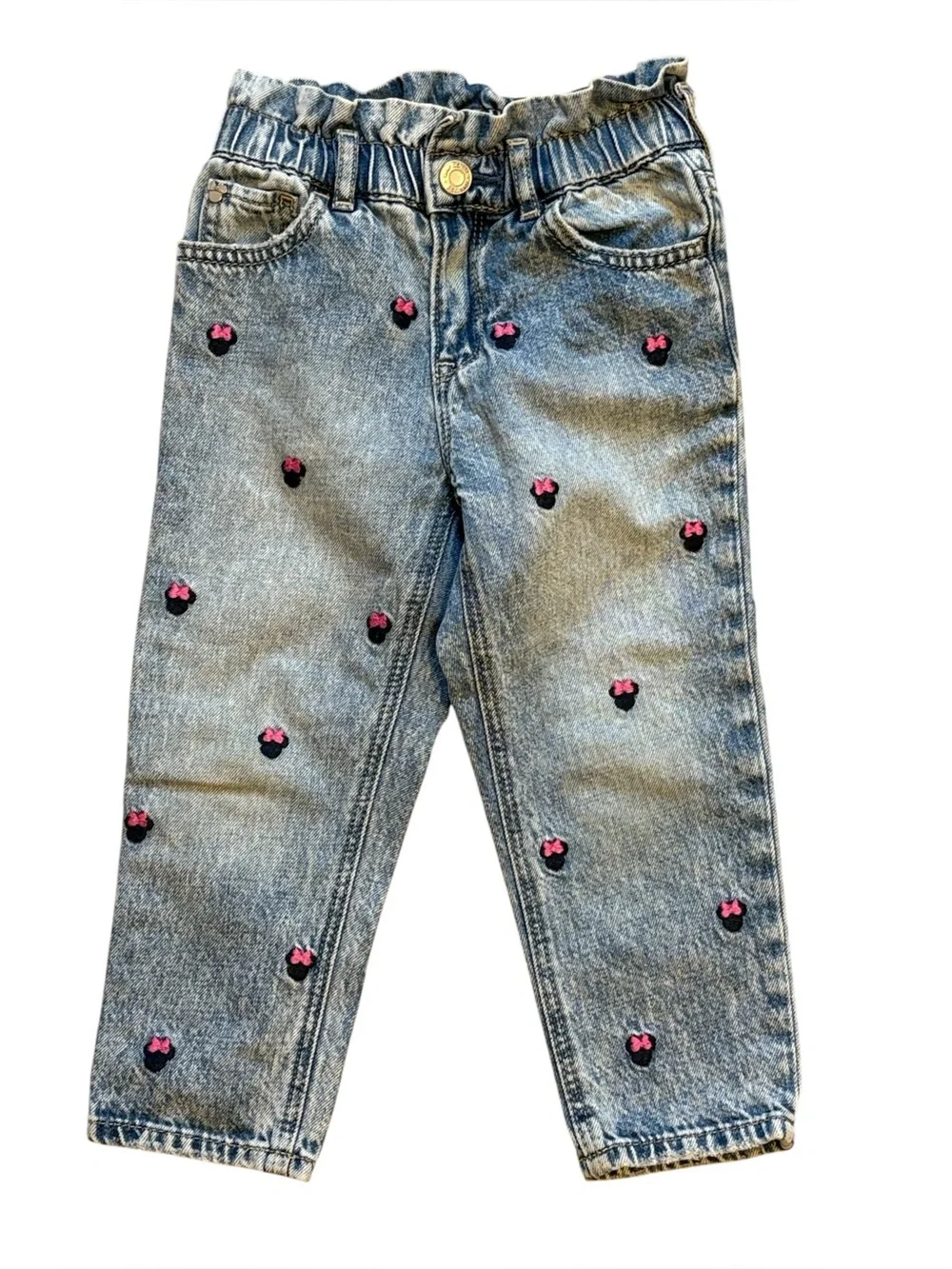 Disney x Gap Toddler Minnie Mouse All-Over Embroidered Denim Jeans 4T